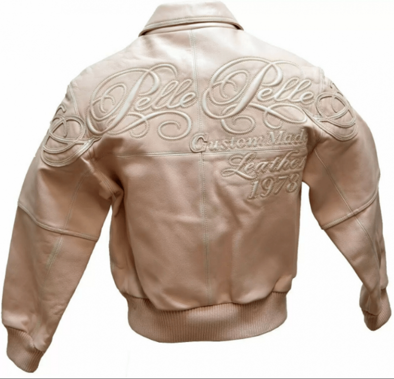 Light Pink Pelle Pelle Embroidered Leather Jacket