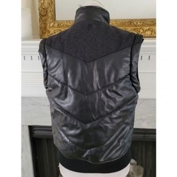 Pelle Pelle Black Faux Leather Puffer Vest