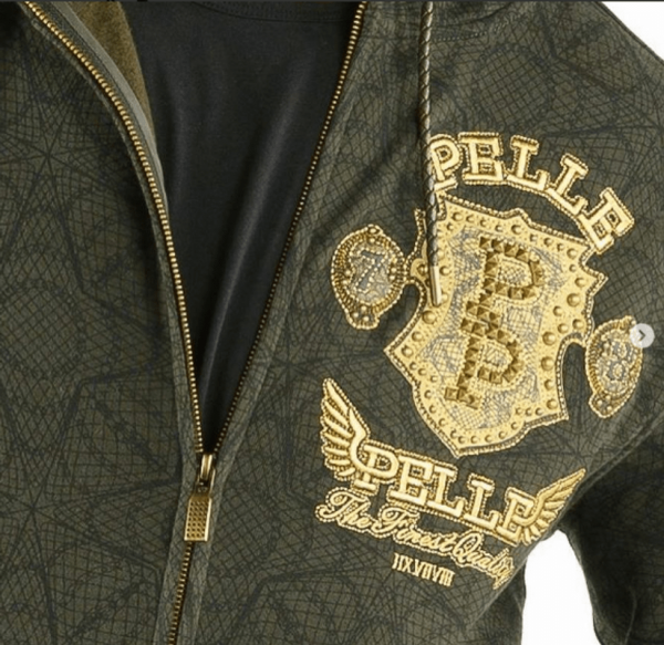 Pelle Pelle Leather Patched Green Hoodie