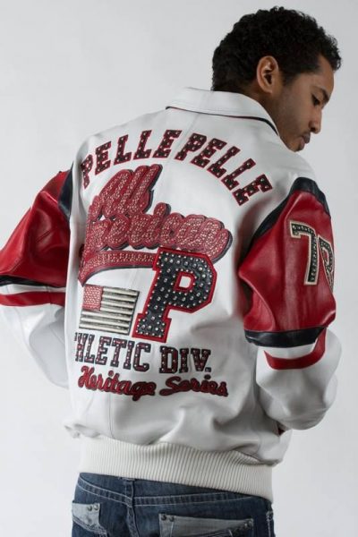 Pelle Pelle Mens All American Heritage Series White Leather Jacket