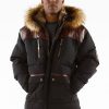 Pelle Pelle Mens Black Long Fur Hooded Coat