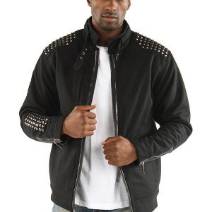 Pelle Pelle Mens Black Stand Up Collar Jacket