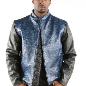 Pelle Pelle Mens Blue Crocodile Skin Leather Jacket