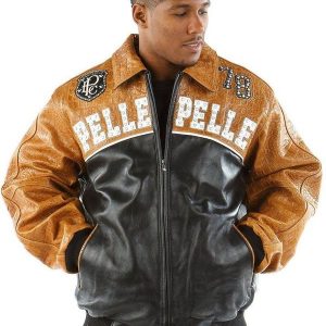 Pelle Pelle Mens Born Free 1978 Brown & Black Leather Jacket