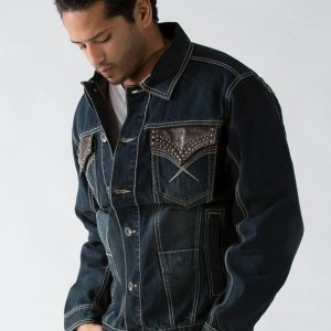 Pelle Pelle Mens Dark Blue with Front Pocket Denim Jacket