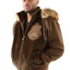 Pelle Pelle Mens Fur Hooded Brown Jacket