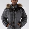 Pelle Pelle Mens Gray Fur Hooded Puffer Jacket