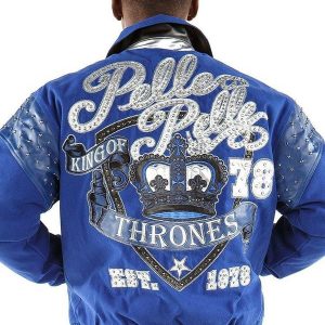 Pelle Pelle Mens King of Thrones 1978 Blue Wool Jacket