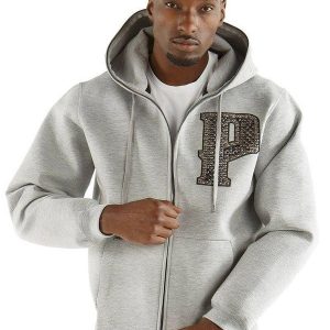 Pelle Pelle Mens Marc Buchanan Gray Zippered Hoodie