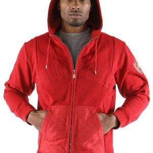 Pelle Pelle Mens Marc Buchanan Red Zipper Hooded Jacket