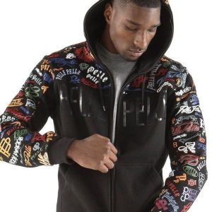 Pelle Pelle Mens Vintage Black Biker Hooded Jacket