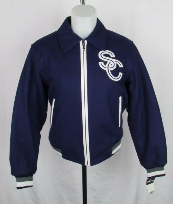 Pelle Pelle Soda Club Wool and Leather Blue Jacket