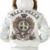 Pelle Pelle White Hooded Fur Studded Jacket