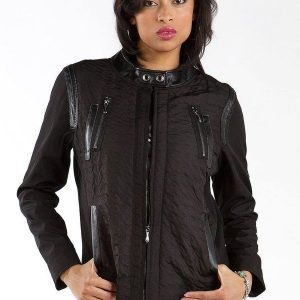 Pelle Pelle Womens Biker Bomber Black Wool Jacket