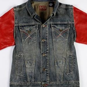 Pelle Pelle Womens Light Blue With Red Sleeves Denim Jacket