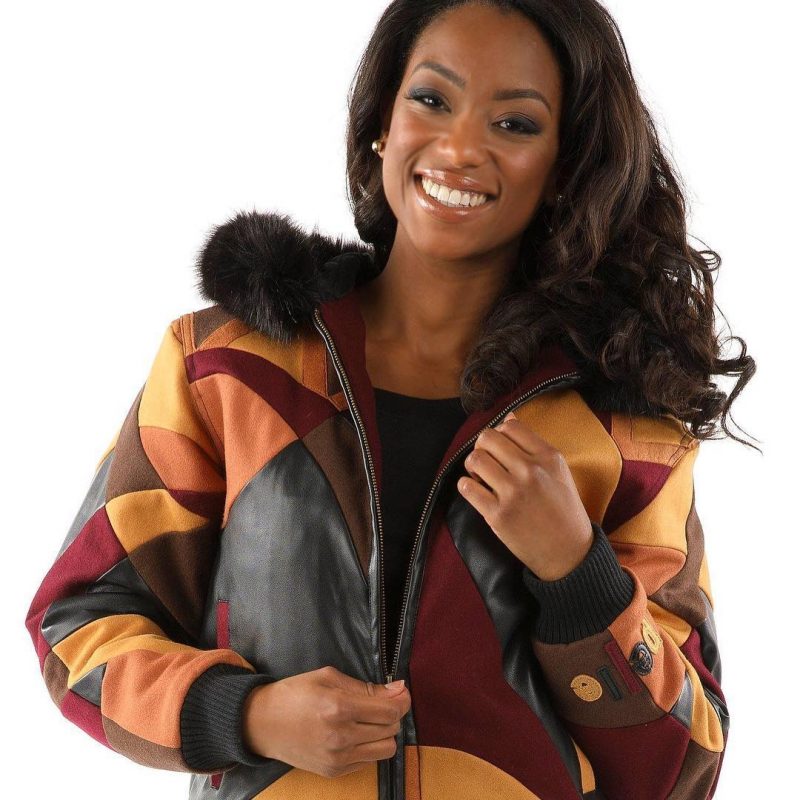 Ladies Pelle Pelle Brown Wool Abstract Jacket