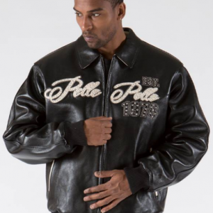 Pelle Pelle World Tour Black Plush Metallic Mens Jacket