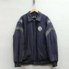 Vintage Pelle Pelle Wool Navy Blue Embroidered Bomber Jacket  