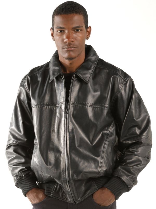 Pelle Pelle Mens Basic Black Leather Jacket - Pelle Pelle Jackets