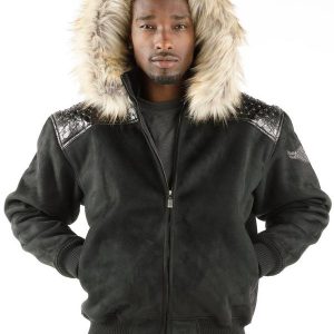 Pelle Pelle Mens Black Full Hooded Black Coat