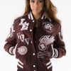 Pelle Pelle Womens American Legend Brown Varsity Jacket