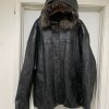 Vintage 90s Pelle Pelle Marc Buchanan Black Leather Fur Jacket