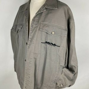 Vintage Pelle Pelle Marc Buchanan Grey Light Wash Denim Jean Jacket Sz XXLfs