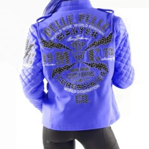 Pelle Pelle Blue MC Studded Varsity Jacket