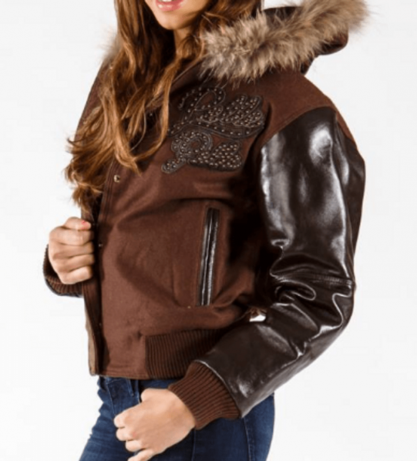 Pelle Pelle Brown Fur Hooded Wool Jacket