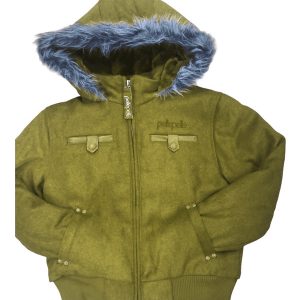 Pelle Pelle Kids Hooded Light Green Bomber Jacket