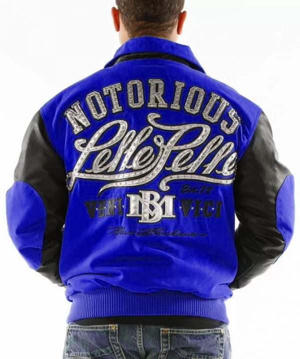 Pelle Pelle Mens Royal Blue and Black Varsity Jacket