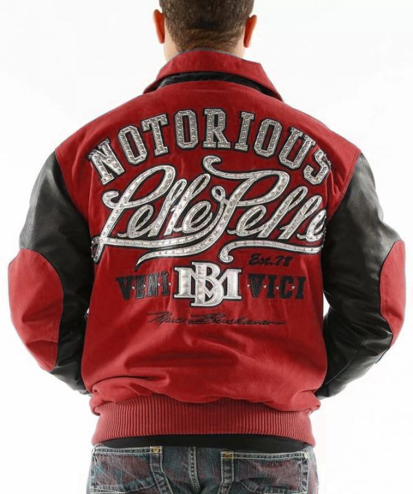 Pelle Pelle Mens Royal Red and Black Varsity Jacket