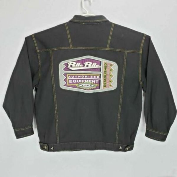 Pelle Pelle Men's Vintage Black Button Up Lined Denim Jacket