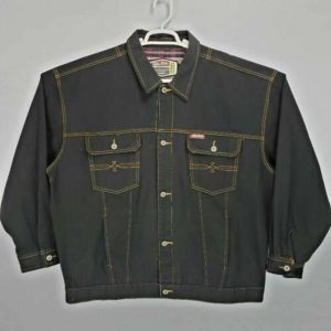 Pelle Pelle Men's Vintage Black Button Up Lined Denim Jacket