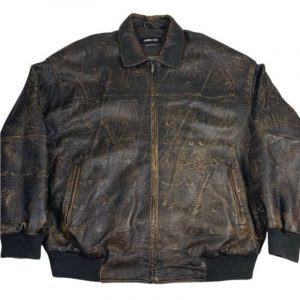 Pelle Pelle Vintage Marc Buchanan Brown Embossed Leather Jacket 