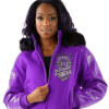 Pelle Pelle Womens 40th Anniversary Purple Fur Hooded Jacket