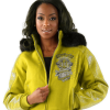 Pelle Pelle Womens 40th Anniversary Yellow Fur Hooded Jacket