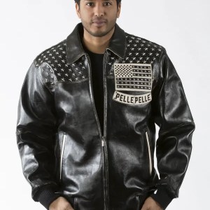 Pelle Pelle Black Genuine Americana Studded Jacket