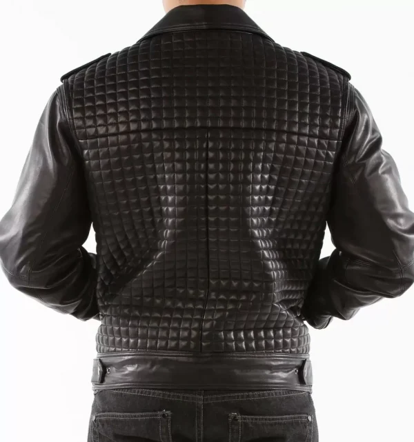 Pelle Pelle Black Houndstooth Biker Jacket