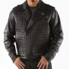 Pelle Pelle Black Houndstooth Biker Leather Jacket