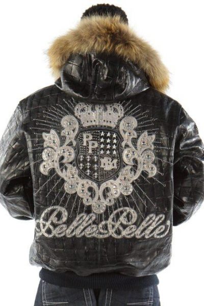 Pelle Pelle Crest Black Leather Jacket With Fur Collar