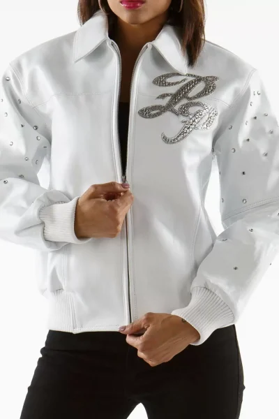 Pelle Pelle Encrusted White Studded Leather Jacket