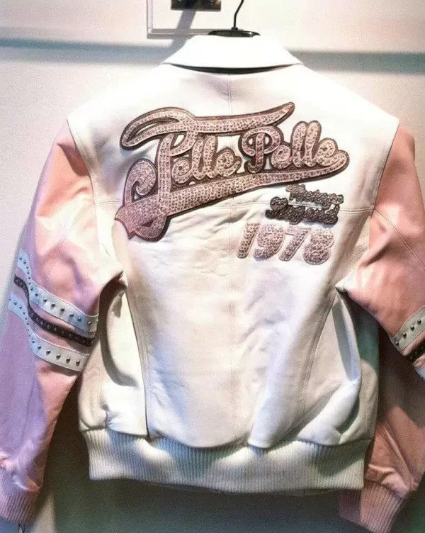 Pelle Pelle Major League Encrusted Pink White Leather Jacket