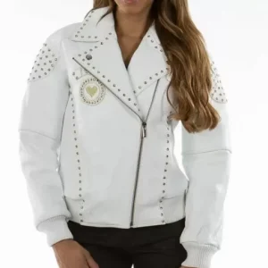 Pelle Pelle Rebel Soul White Studded Leather Jacket