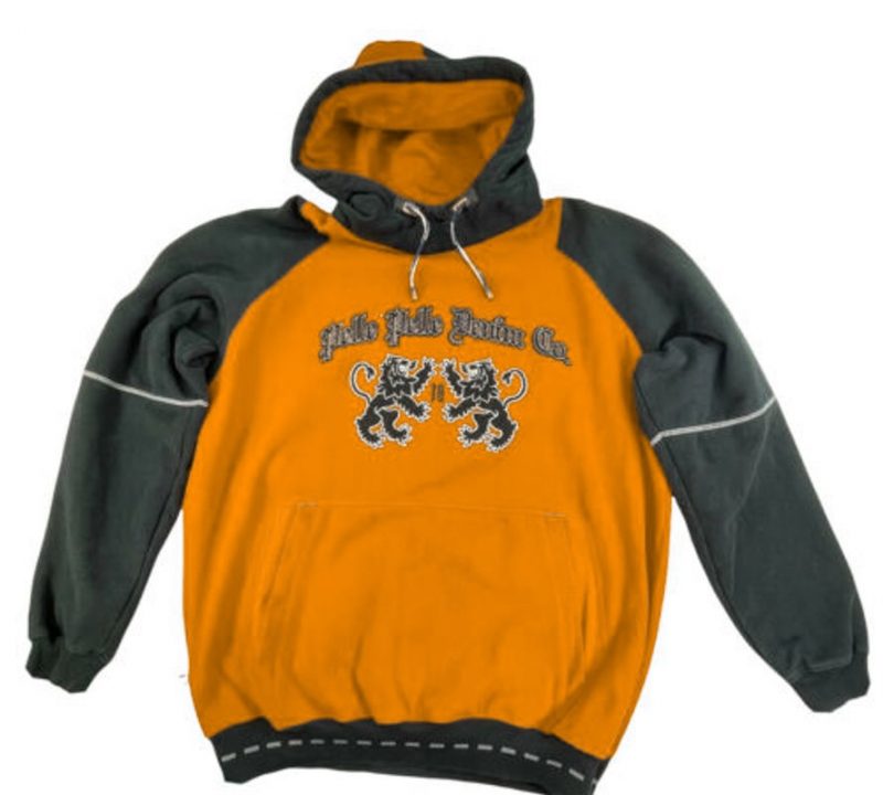 Pelle Pelle Denim Co Mens Orange Black Pullover Hoodie