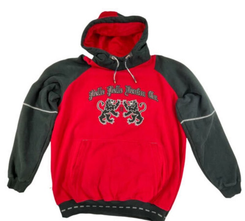 Pelle Pelle Denim Co Mens Red Black Pullover Hoodie