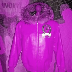 Pelle Pelle Fur Trim Bomber Pink Jacket