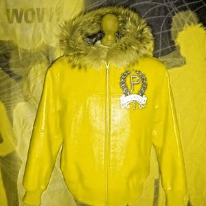 Pelle Pelle Fur Trim Yellow Bomber Jacket