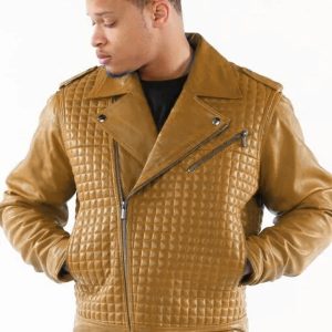 Pelle Pelle Houndstooth Brown Biker Jacket