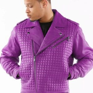 Pelle Pelle Houndstooth Dark Pink Biker Jacket